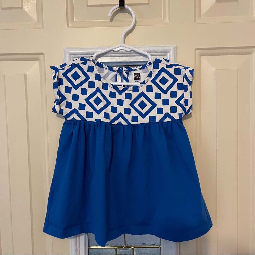 Tea Collection Empire Waist Blue and White Baby Dress